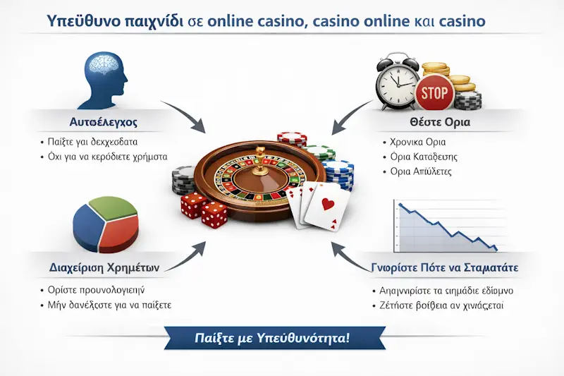 Υπεύθυνο παιχνίδι σε online casino με limits, self check, time out και βοήθεια